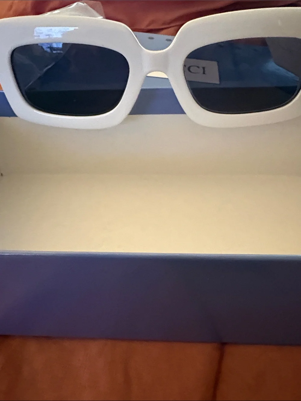 Gucci white framed